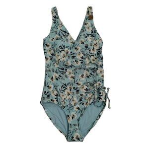 Floral one-piece swimsuit with ruching adjustable ties size 6-8 Nip Tuck Swim